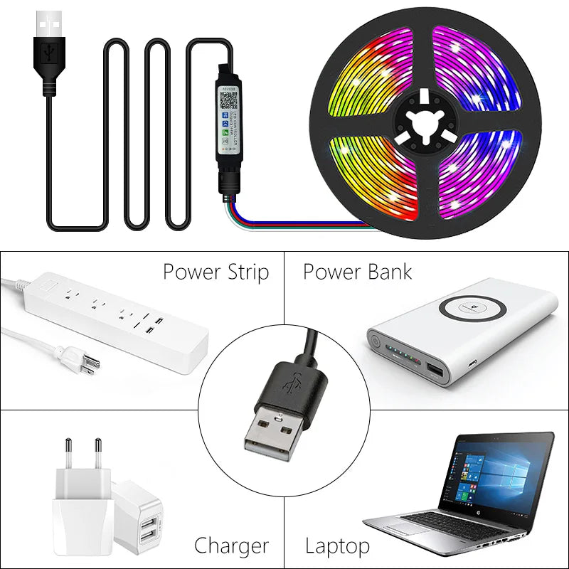 Light Tape Bluetooth SMD 5V USB RGB Lights Flexible LED Lamp Tape