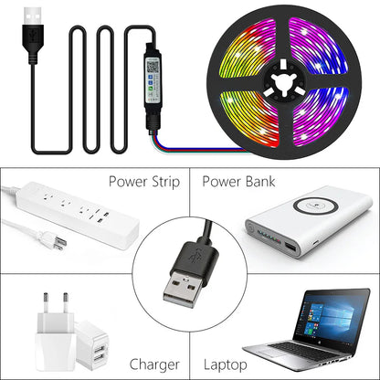 Light Tape Bluetooth SMD 5V USB RGB Lights Flexible LED Lamp Tape